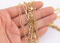 14k Gold Plated Paperclip Chains - Tarnish Resistant Popular Paperclip Figaro Satellite chain - Sold by the yard