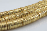 Brushed Gold Copper gold flat disc beads spacers - Brushed Disk heishi rondelle spacers beads Gold plated jewelry making 8 Inch Strand!