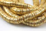 Brushed Gold Copper gold flat disc beads spacers - Brushed Disk heishi rondelle spacers beads Gold plated jewelry making 8 Inch Strand!