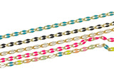 Dainty Multi color Enamel Rolo Cable Paperclip Chain by Yard, Link Cable Thick Elongate Chain, Wholesale bulk Roll Chain Jewelry
