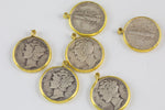 Mercury Dime Wrapped in brass- Actual Americana Coin- Dates will vary