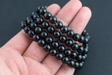 Black Tourmaline Bracelet Round Size 6mm and 8mm- Handmade In USA Natural Gemstone Bracelets - Handmade Jewelry - approx. 7"