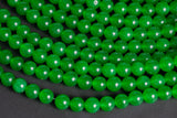 Green- JADE Smooth Round- 6mm 8mm 10mm 12mm-Full Strand 15.5 inch Strand AAA Quality