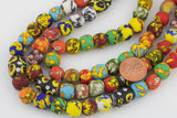 52 House Medley Round Fused Recycled Glass Beads 11mm: Colorful Bottle Glass Beads Ghana Krobo Beads Ethnic Glass Beads Large Ghanaian Beads