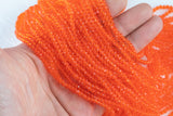 3mm Crystal Rondelle Hot Orange Beads -2 or 5 or 10 STRANDS- Extra Fine-14 inches long about 100+ Beads