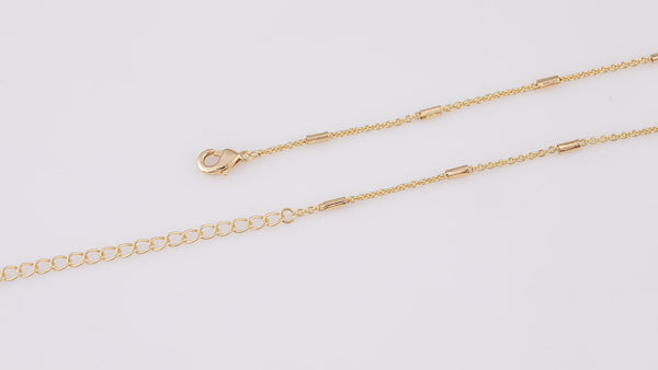 16" 18" Satellite Necklace Gold Plated Anti-Tarnish Gold Necklace Bar Tube Satellite Chain with Extender Perfect for Layering