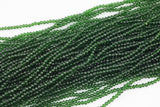 3mm Crystal Rondelle -2 or 5 or 10 STRANDS- Extra Fine-14 inches long about 100+ Beads - Forest Green