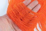 3mm Crystal Rondelle Hot Orange Beads -2 or 5 or 10 STRANDS- Extra Fine-14 inches long about 100+ Beads