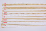 16" 14k Gold Plated Anti-Tarnish Chains for Layering Cuban Rolo Mariners Ball Oval Singapore Curb with extender Tarnish Resistant