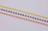 Dainty Multi color Enamel Rolo Cable Paperclip Chain by Yard, Link Cable Thick Elongate Chain, Wholesale bulk Roll Chain Jewelry