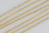 Gold Filled Cable Flat Paperclip Oval Dainty Chain 1.3mm , Wholesale, USA Made, Chain by foot Permanent Jewelry Chain
