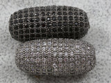 Gunmetal Cubic Zirconia Rhinestone Pave EGG (clear or black CZ rhinestones) 11x24mm cz egg