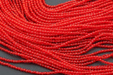 2mm or 3mm Crystal Round -2 or 5 or 10 STRANDS- Extra Fine-14 inches long about 100+ Beads - Red