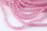 Cats Eye, High Quality in Smooth Round, 4mm, 6mm, 8mm, 10mm, 12mm- Full Strand 15.5 inches Long- Rose