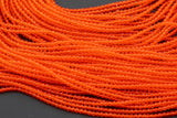 2mm or 3mm Crystal Round -2 or 5 or 10 STRANDS- Extra Fine-14 inches long about 100+ Beads - Orange