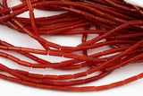 Natural Carnelian beads tube tubular beads 15.5" 4x13mm