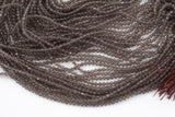Smokey Quartz- Full Strands-15.5 inches-2-3mm- Nice Size Hole- Diamond Cutting,High Facets-Nice and Sparkly-Faceted Round