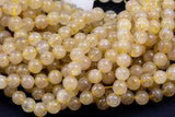 Natural Golden Rutile Quartz 4mm 6mm 8mm 10mm 12mm Round Gold Yellow Rutilated Quartz Beads Tons of Sharp Rutile Hair Needle 15.5" Strand