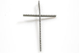 Long Skinny Cross CZ Pave Pendant - Gold, silver, gunmetal