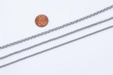 Stainless Steel ROLO Chain - Yard or Full Spool - High Quality Polished Stainless Steel - Hypoallergenic 2.5mm 3mm 4mm