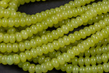 Yellow Olive -Colored Jade - High Quality in Roundel, 8mm- Full 15.5 Inch Strand-Full Strand 15.5 inch Strand Smooth Gemstone Beads