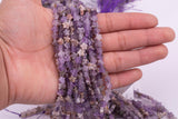 Natural Flower Amethyst 6mm Star Shaped Real Gemstone 15" Strand Smooth Gemstone Beads
