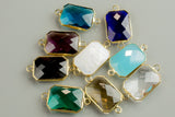 Gold Bezel Crystal Rectangular Connector 14X19MM 2 pcs per order