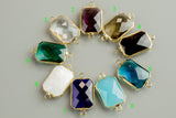 Gold Bezel Crystal Rectangular Connector 14X19MM 2 pcs per order