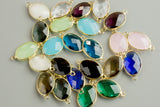 Gold Bezel Crystal Oval Connector 14X18MM 2 pcs per order
