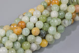 Natural Flower Jade, High Quality Faceted Round Gemstone Beads