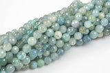 Natural Clearish Blue aquamarine faceted round beads in full strands-Full Strand, 4mm, 6mm, 8mm, 12mm, or 14mm Beads. Gemstone Beads
