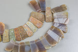 Natural Agate- Free Form Fan Shaped Beads- High Quality- 16*46mm- 2 Sided Texture- and Rouigh- Full Strand 16" - 27 Pieces Smooth