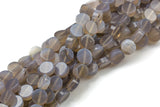 Natural Gray Agate-  Flat Coin- Beads-10mm- 40 Pieces- Special Shape- Full Strand- 16 Inches Gemstone Beads