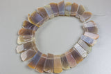 Natural Agate- Free Form Fan Shaped Beads- High Quality- 16*46mm- 2 Sided Texture- and Rouigh- Full Strand 16" - 27 Pieces Smooth