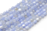 Natural Blue Laced Banded Fire Agate, High Quality in Faceted Round, 6mm, 8mm, 10mm, 12mm- Full Strand 15.5 Inch Long Gemstone Beads