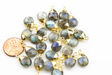 Small Cute Labradorite Drops Briolette Charm / Pendant ~6*13mm. Gold plated bail.