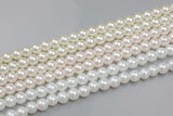 4mm, 6mm, 8mm, 10mm Glass Pearl- 16 Inch strand- 5 strand or 10 strand