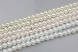 4mm, 6mm, 8mm, 10mm Glass Pearl- 16 Inch strand- 5 strand or 10 strand