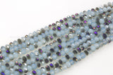 8mm Crystal Rondelle -1 or 5 or 10 STRANDS- Half Purple Metallic