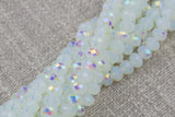 4mm 6mm 8mm 10mm - Milky Opal AB Rondelle-5 or 10 STRAND