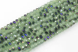 8mm Crystal Rondelle -1 or 5 or 10 STRANDS- Light Green Jade Purple Metallic