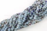 8mm Crystal Rondelle -1 or 5 or 10 STRANDS- Half Purple Metallic