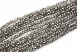 6mm Crystal Rondelle - 2 or 5 or 10 STRANDS- Dark Silver Sliver