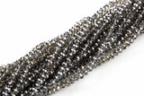 6mm Crystal Rondelle - 2 or 5 or 10 STRANDS- Dark Silver Sliver