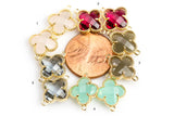 Gold Bezel Crystal Clover Shape Connector 10mm, 2 pcs
