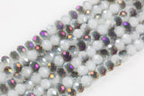 10mm Crystal Rondelle -1 or 5 or 10 STRANDS- White Jade Purple