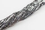 Platinum Plated HEMATITE Beads. Heishi Flat Square Full Strand 16. 2-4mm