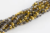 10mm Crystal Rondelle -1 or 5 or 10 STRANDS- Smoke Half Gold