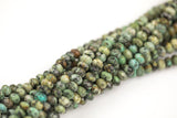 Natural African Turquoise High Quality in Faceted Roundel, 6 and 8mm- Full 15.5 Inch Strand-Full Strand 15.5 inch Strand Gemstone Beads
