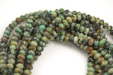 Natural African Turquoise High Quality in Faceted Roundel, 6 and 8mm- Full 15.5 Inch Strand-Full Strand 15.5 inch Strand Gemstone Beads